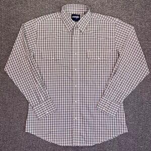 Wrangler Western Shirt Mens L Plaid Check Pearl Snap Ranch Cowboy Rodeo Stretch